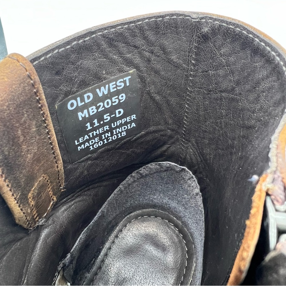 Old West Distressed Brown Leather Men's Boots - Picture 9 of 9